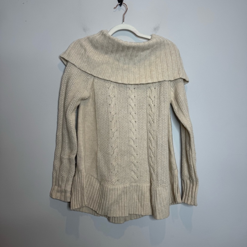Smartwool Crestone Tunic Cowl Neck Sweater Cable Knit Cream Size Small - Picture 2 of 8